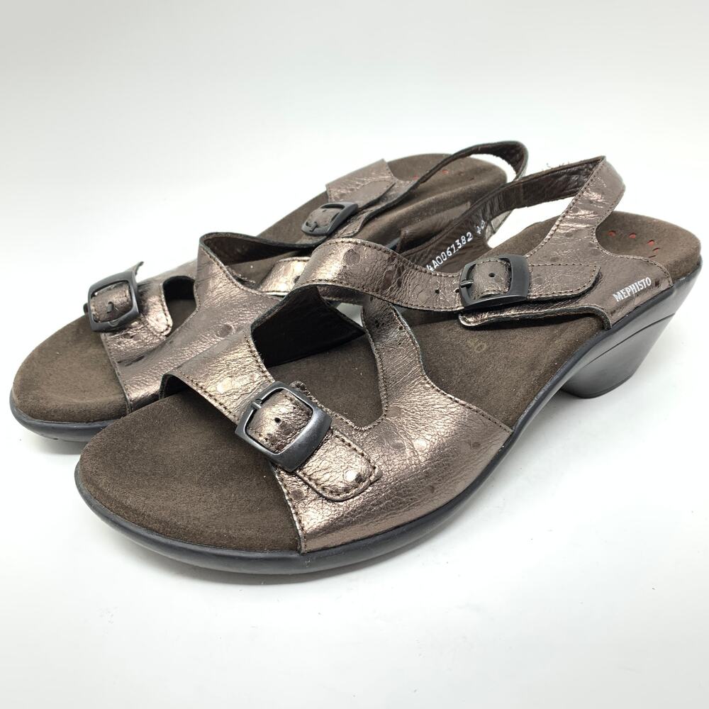 Mephisto Women's 40 US 10 Bronze Metallic Sling Back Sandals Adjustable Comfort - Picture 2 of 8